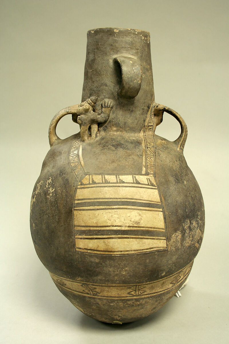 Single Spout Bottle in Figure Form, Ceramic, Chancay