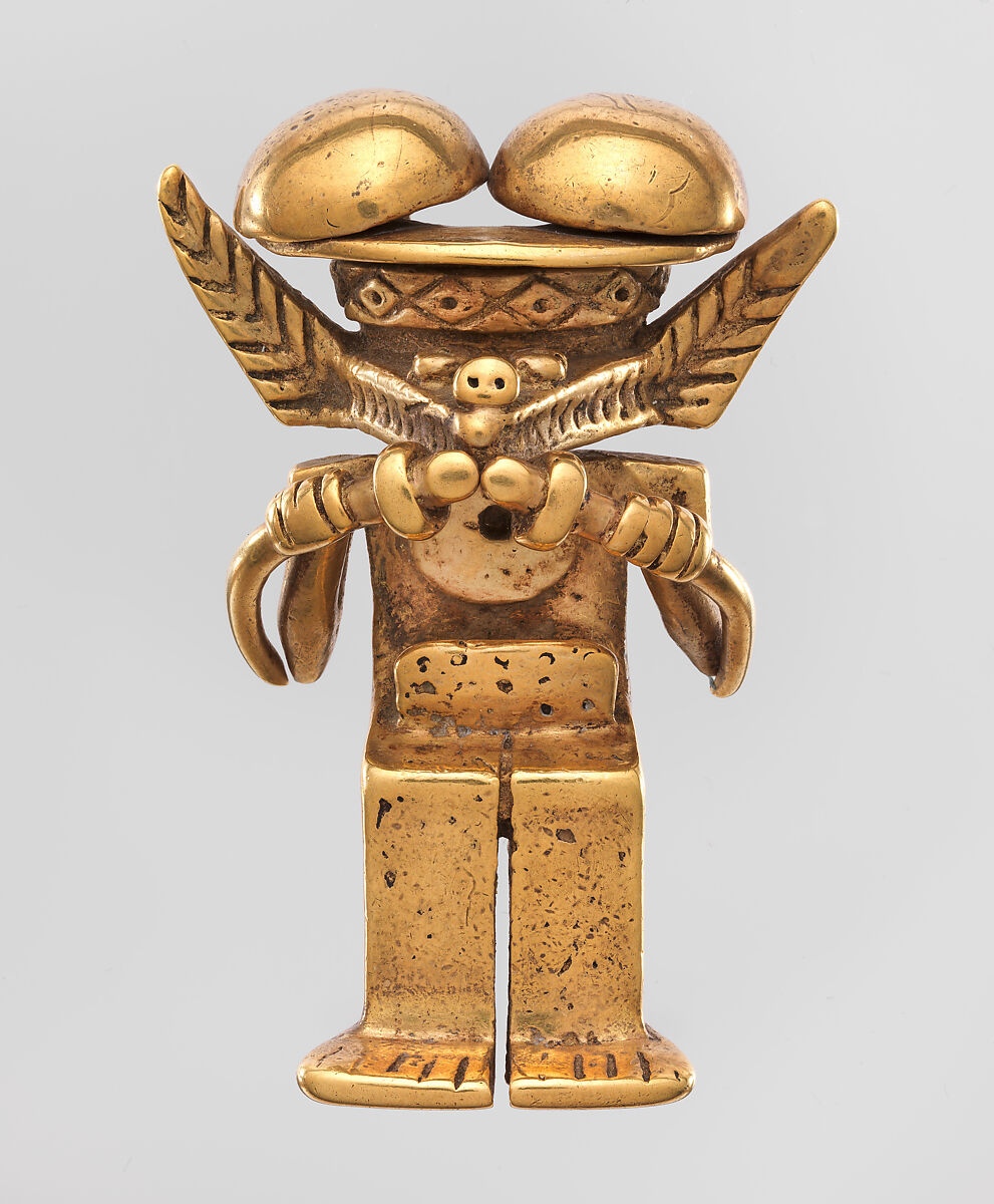 Animal-Headed Figure Pendant, Gold, Calima (Yotoco) 