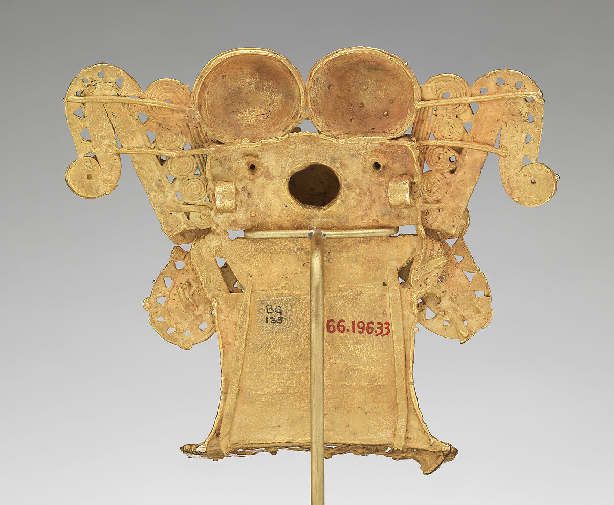Stylized Figure Pendant, Gold (cast), Coclé (Parita)