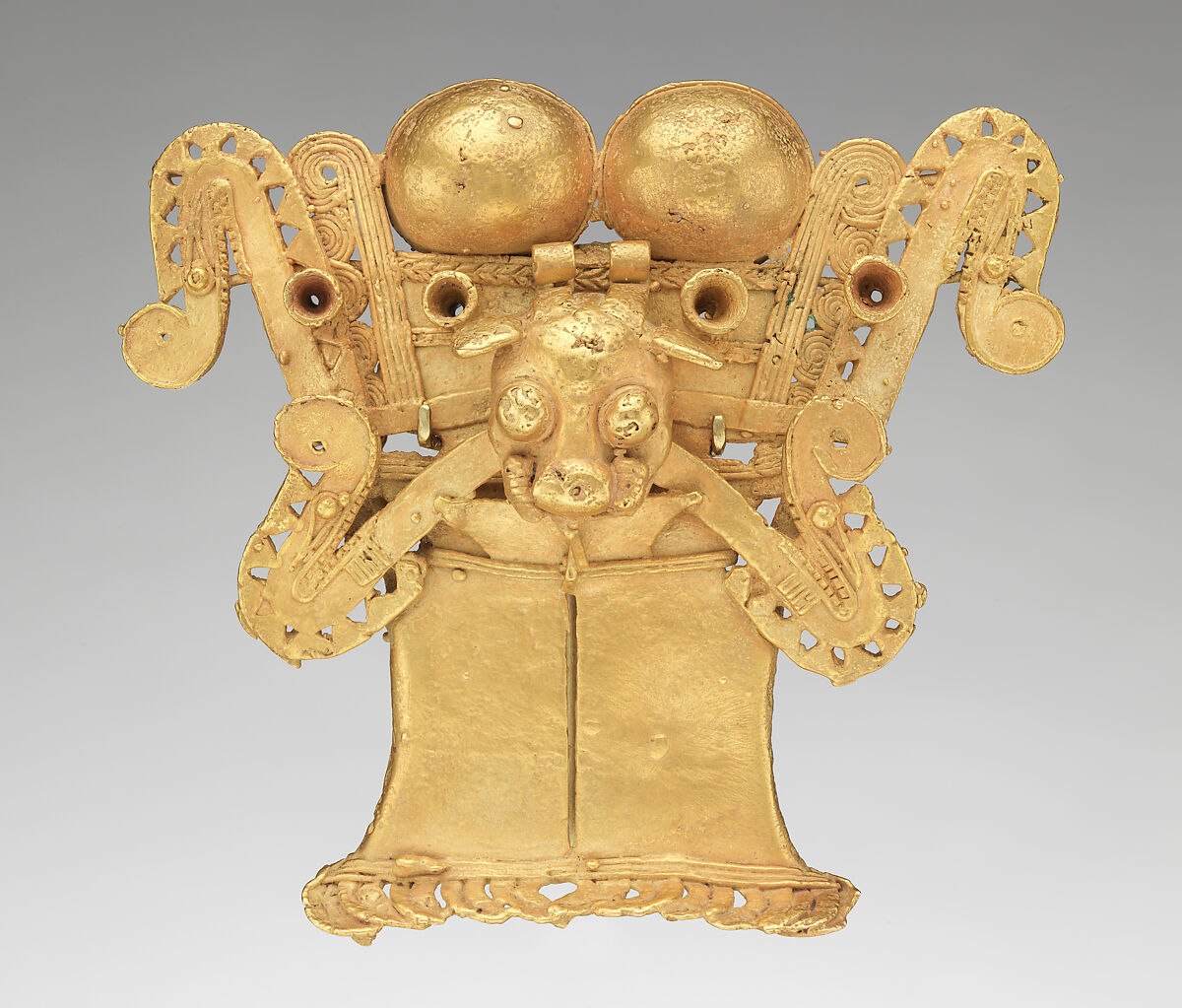 Stylized Figure Pendant, Gold (cast), Coclé (Parita)