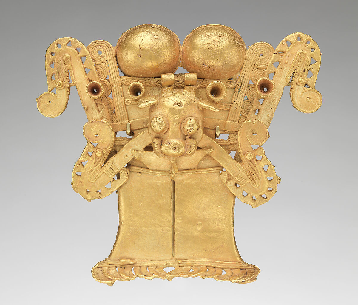 Stylized Figure Pendant, Gold (cast), Coclé (Parita) 