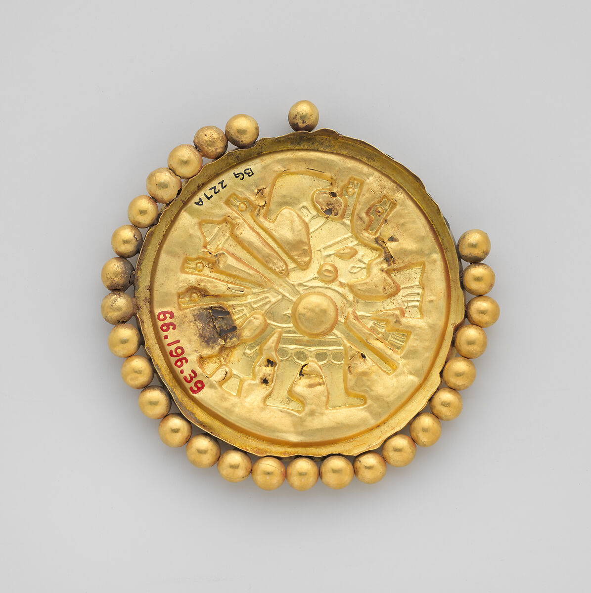 Ear flare frontal, Moche artist(s), Gold, Moche