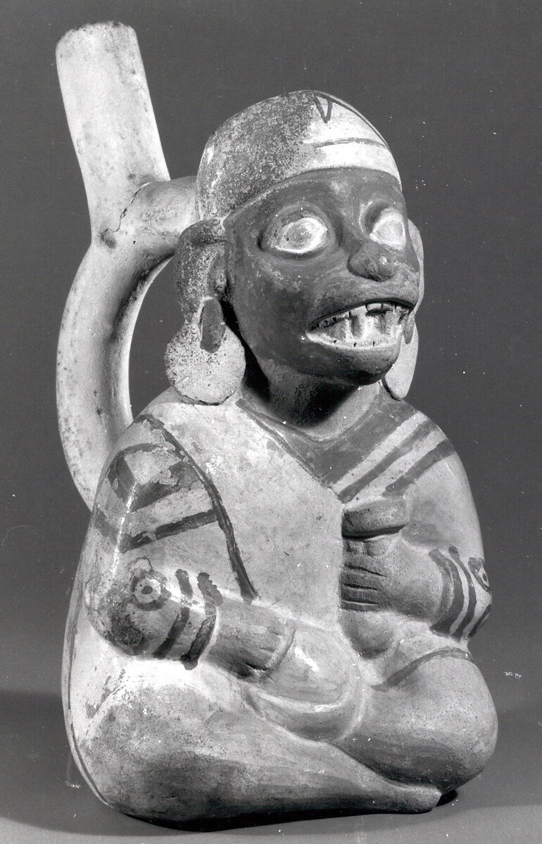 Anthropomorphized Monkey Bottle, Ceramic, Moche