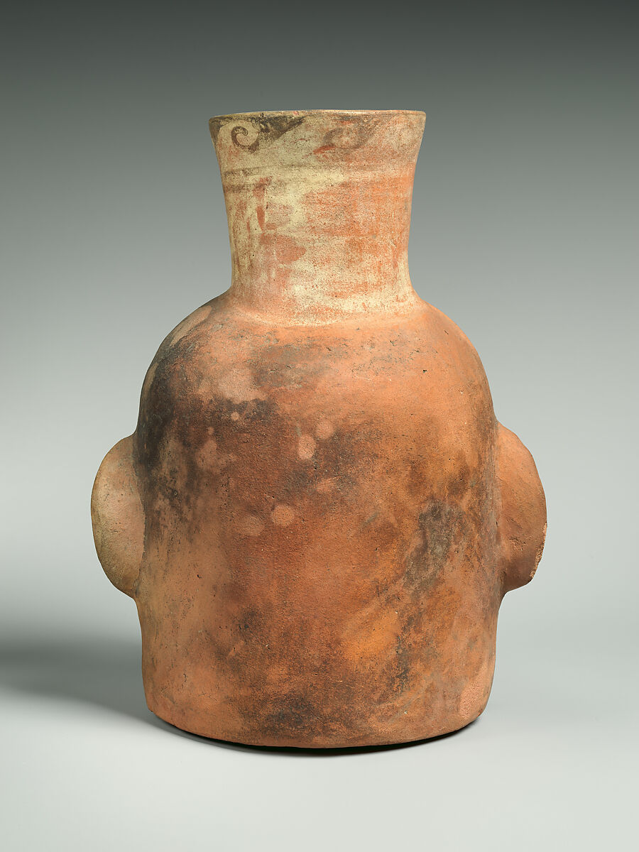 Single Spout Portrait Head Bottle, Ceramic, pigment, Moche