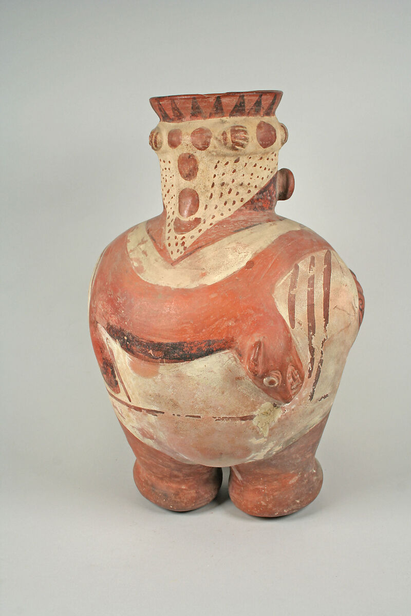 Jar, Fat Figure, Ceramic, pigment, Moche