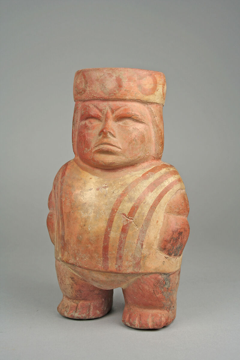 Jar, Fat Figure, Ceramic, pigment, Moche 