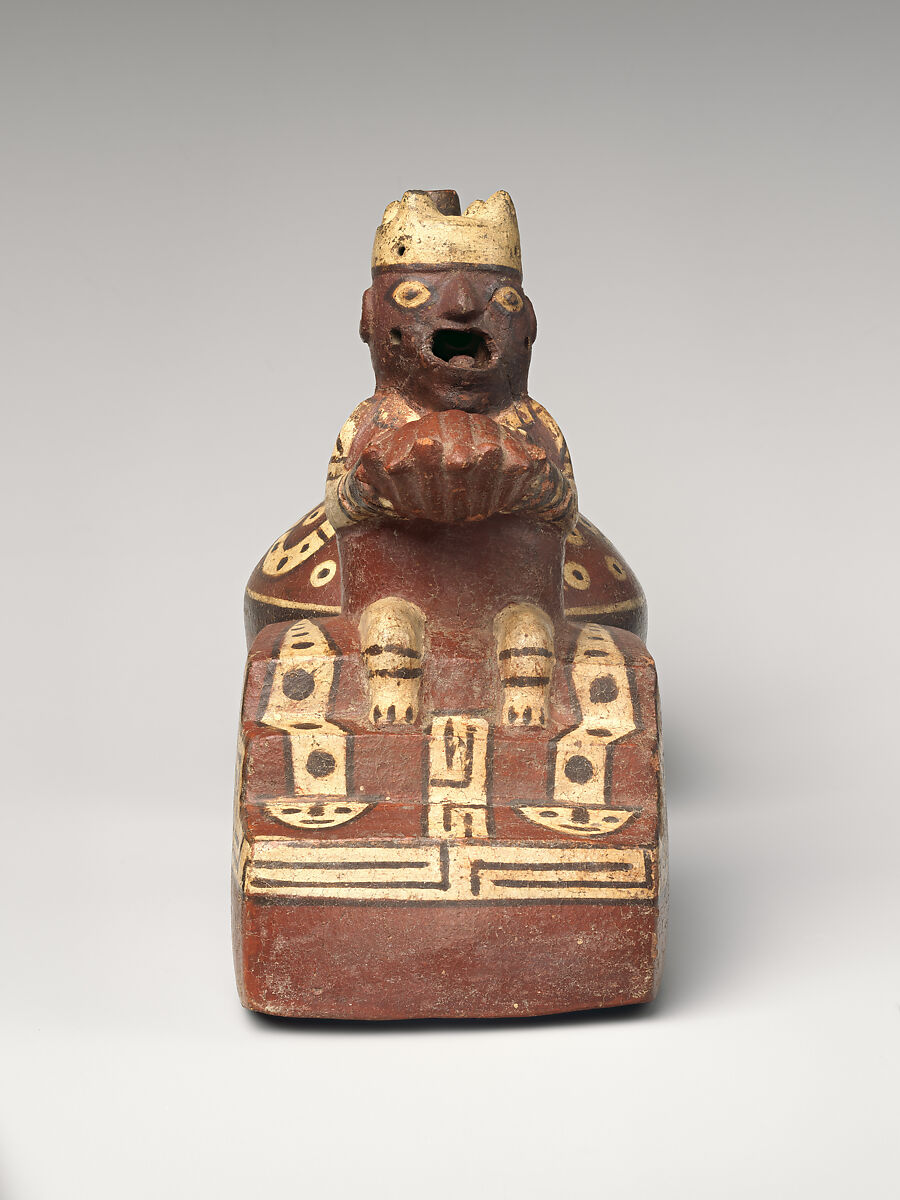 Double-chambered bottle, Wari artist(s), Ceramic, slip, Wari artist(s)