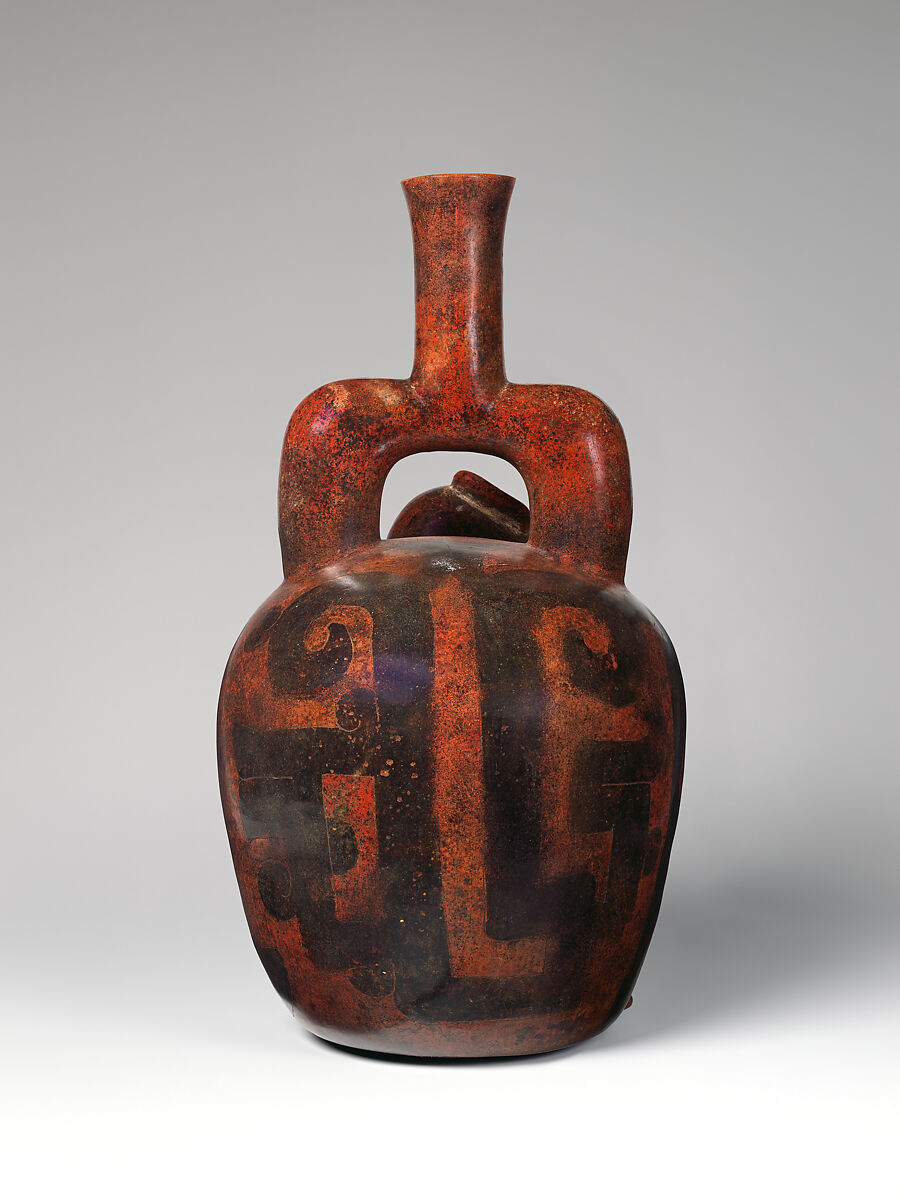 Stirrup-spout bottle with monkey and snake, Cupisnique artist(s), Ceramic, Cupisnique
