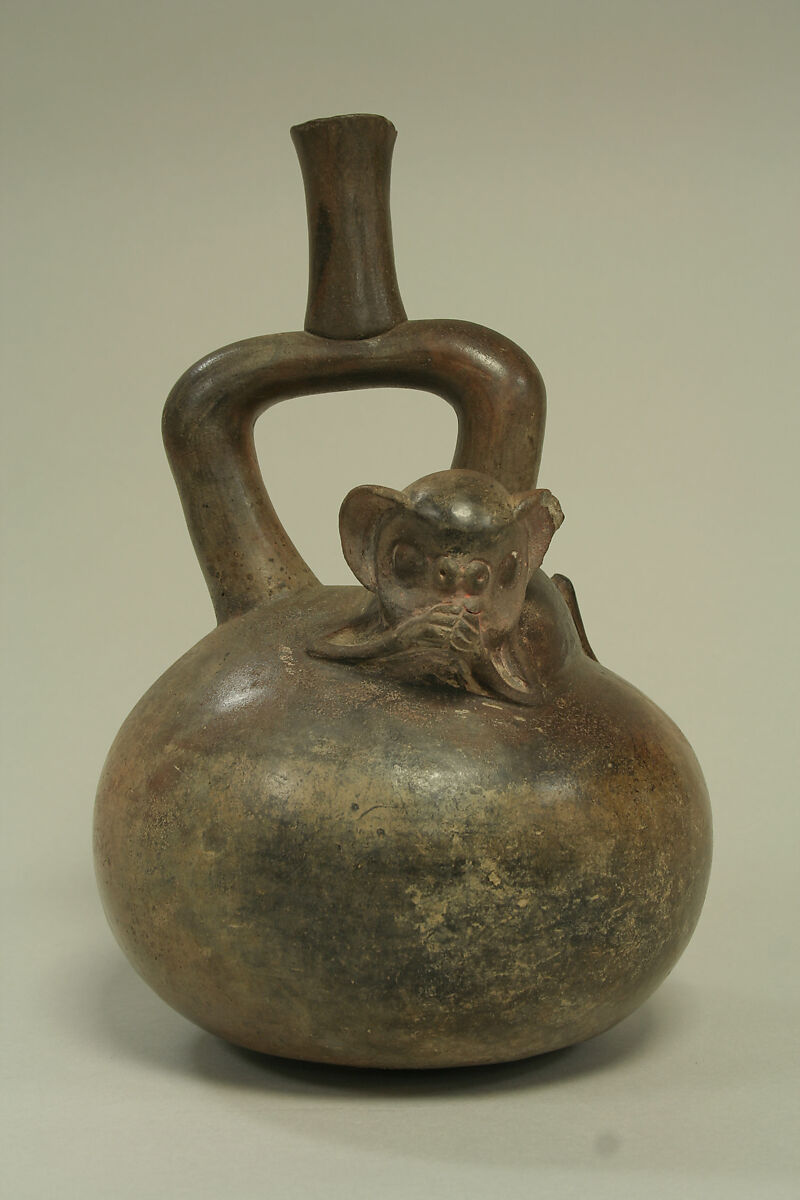 Stirrup Spout Bottle: Monkey, Ceramic, Cupisnique