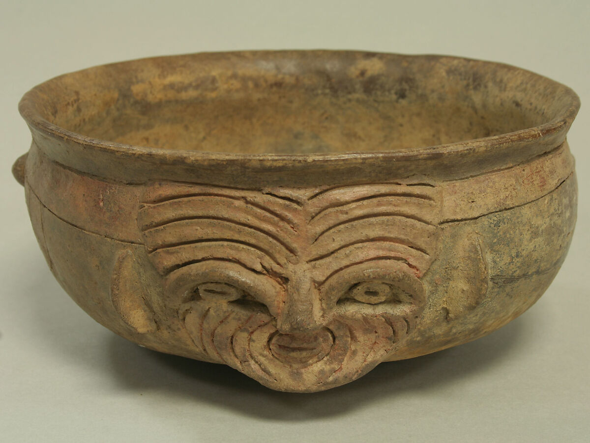 Bowl with Face, Ceramic, Chavin (?) 