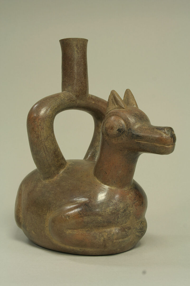 Stirrup-Spout Bottle: Llama, Ceramic, Cupisnique 