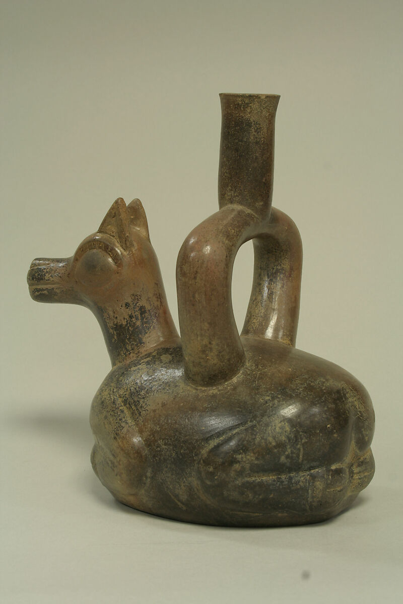 Stirrup-Spout Bottle: Llama, Ceramic, Cupisnique