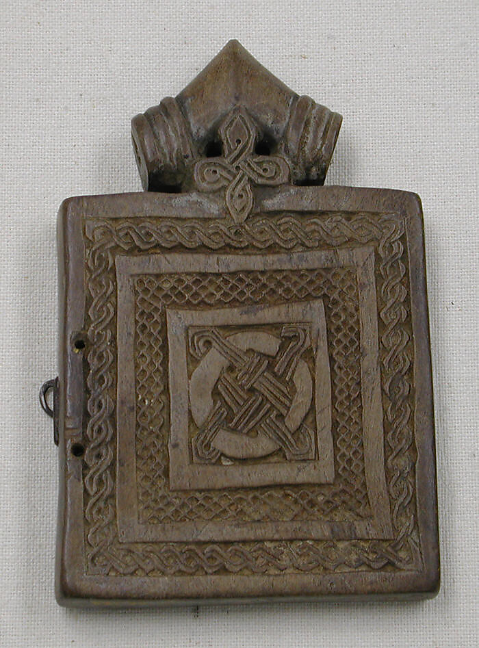 Pendant Icon: St. George, Virgin and Child Enthroned, Wood, pigment, metal hinge, Ethiopian