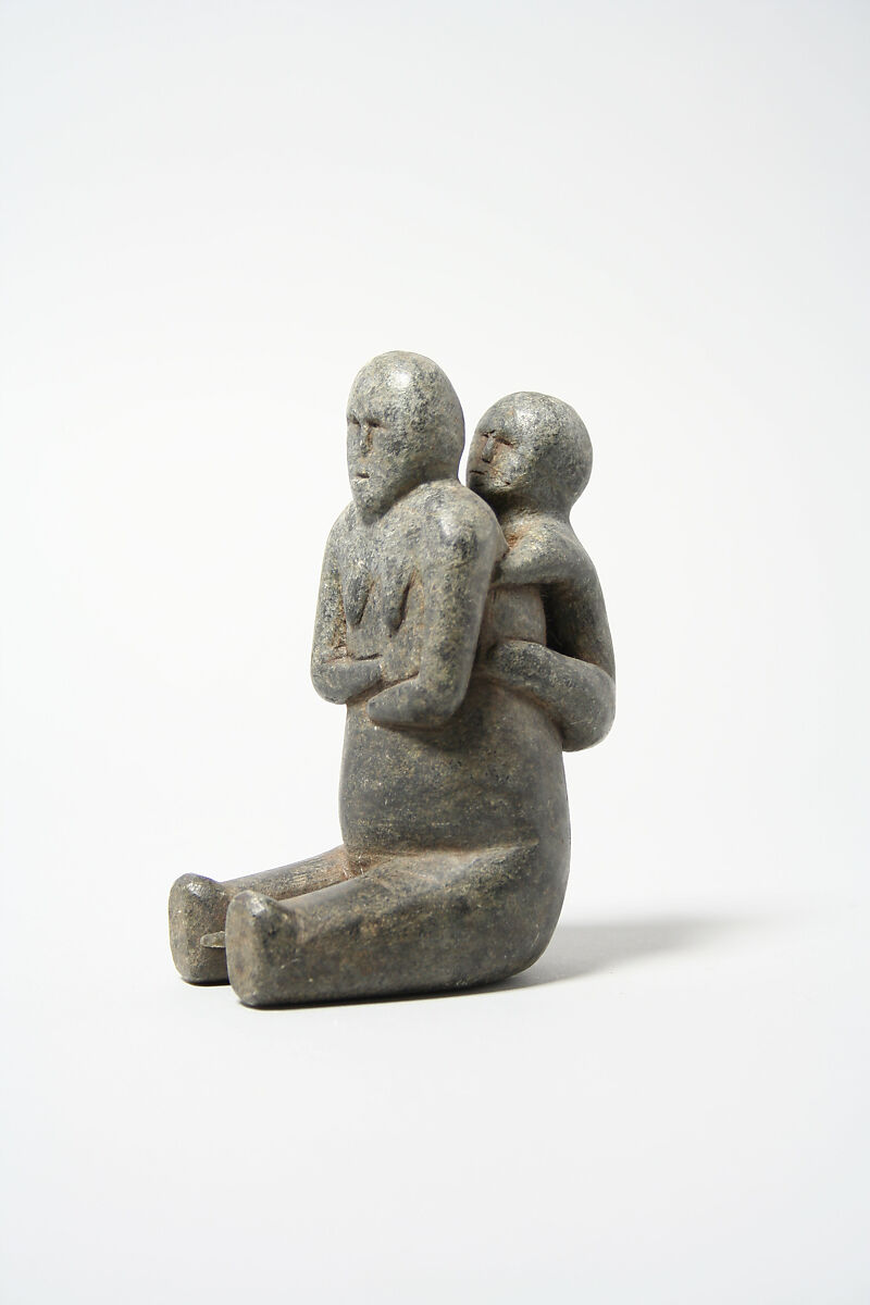 Stone Mother and Child Figure, Stone, Inuit 