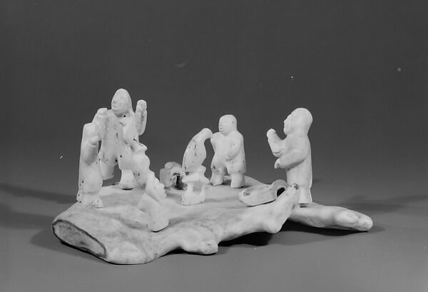 Antler Horn Group Carving, Katar, Horn (antler), ink (?), Inuit