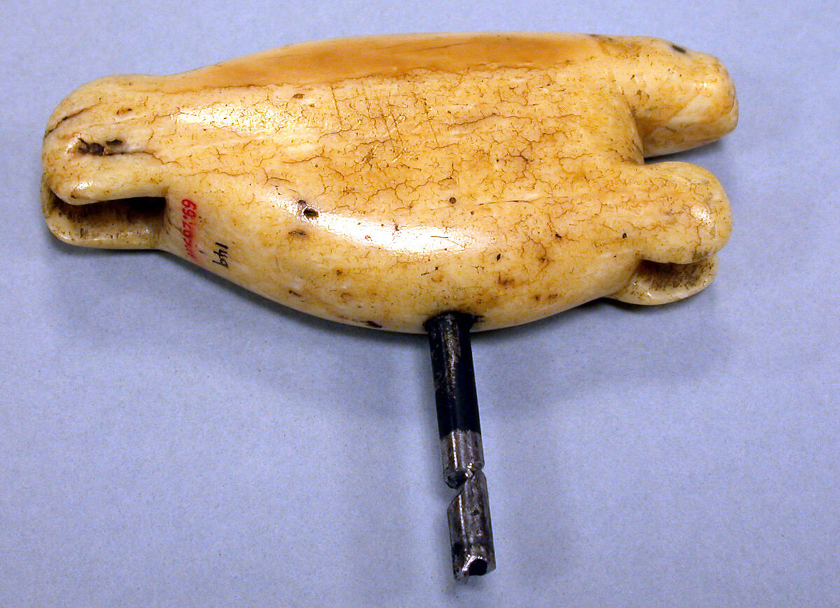 Walrus Ivory Seal, Ivory (walrus), steel drill bit, Inuit