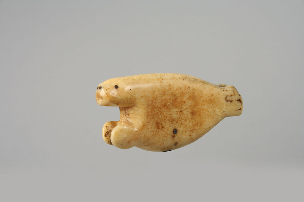 Walrus Ivory Seal, Ivory (walrus), steel drill bit, Inuit 