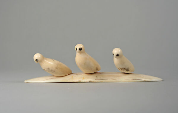 Three Ivory Owls on Base