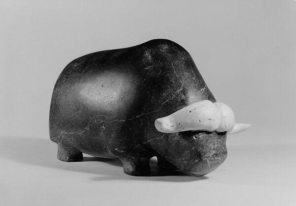 Stone Musk Ox, Mark Tungilik (Inuit, 1913–1986), Stone, bone, Inuit