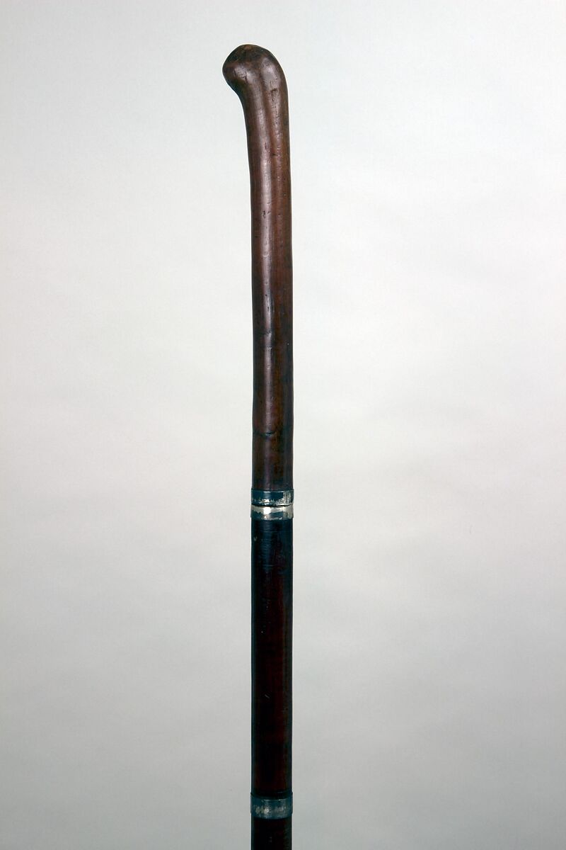 Sword Cane with Two Blades and Sheath, Wood, silver, Burmese 