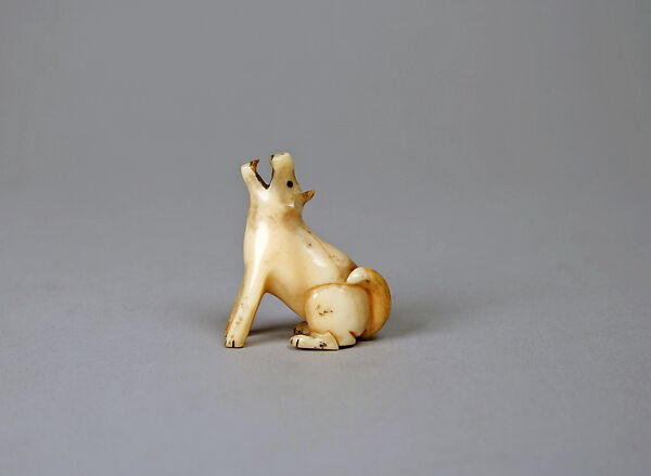 Ivory Dog, Sheokjuk, Ivory, paint, Inuit 