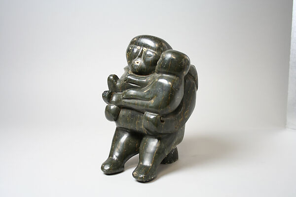 Stone Mother and Child Figure, Innukpuk The Elder, Stone, ivory, Inuit