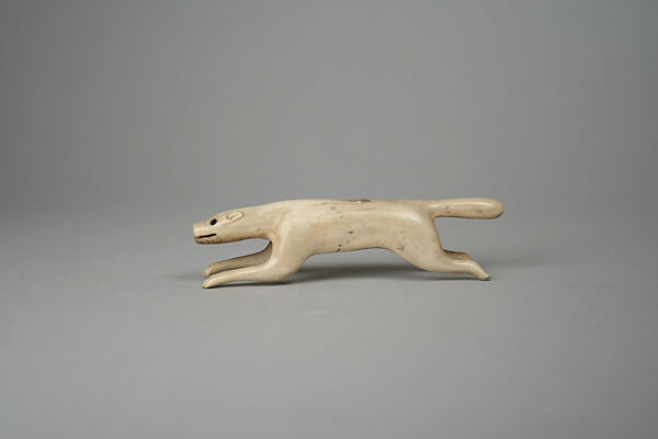 Antler Horn Wolf Figure, Horn, pigment, Inuit 
