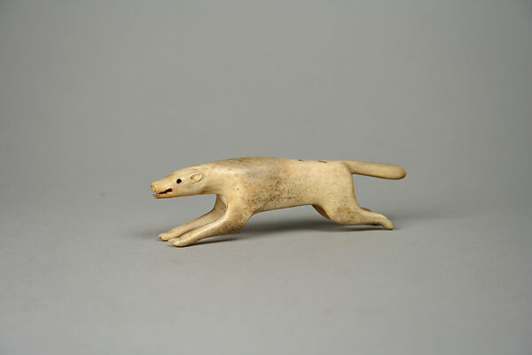 Antler Horn Wolf Figure, Horn (antler), pigment, Inuit 