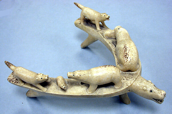 Walrusbone Animals on Table, Saggiak, Ivory (walrus), Inuit 