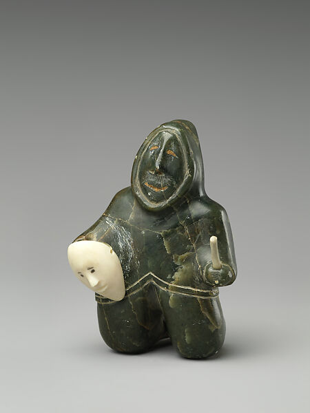 Stone Male in Parka, Naomialuk, Stone, ivory, pigment, Inuit