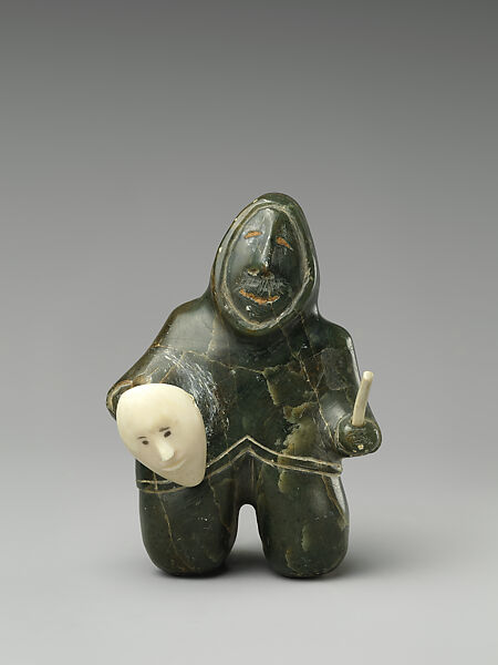 Stone Male in Parka, Naomialuk, Stone, ivory, pigment, Inuit 