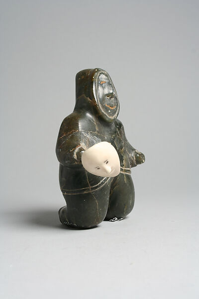 Stone Male in Parka, Naomialuk, Stone, ivory, pigment, Inuit