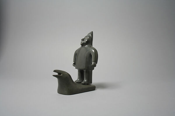 Stone Man Standing on Sea Bird, Lucassie Ohaytok, Stone, Inuit 