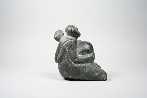 Mother & Child in Hood and Nursing at Breast, Aukaswa, Stone, Inuit 