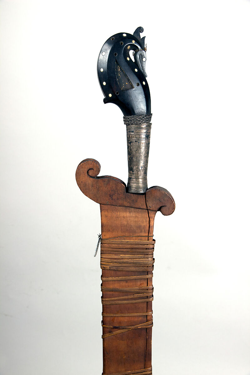 Sword (Klewang) with Scabbard, SIlver, bone, Malayan 