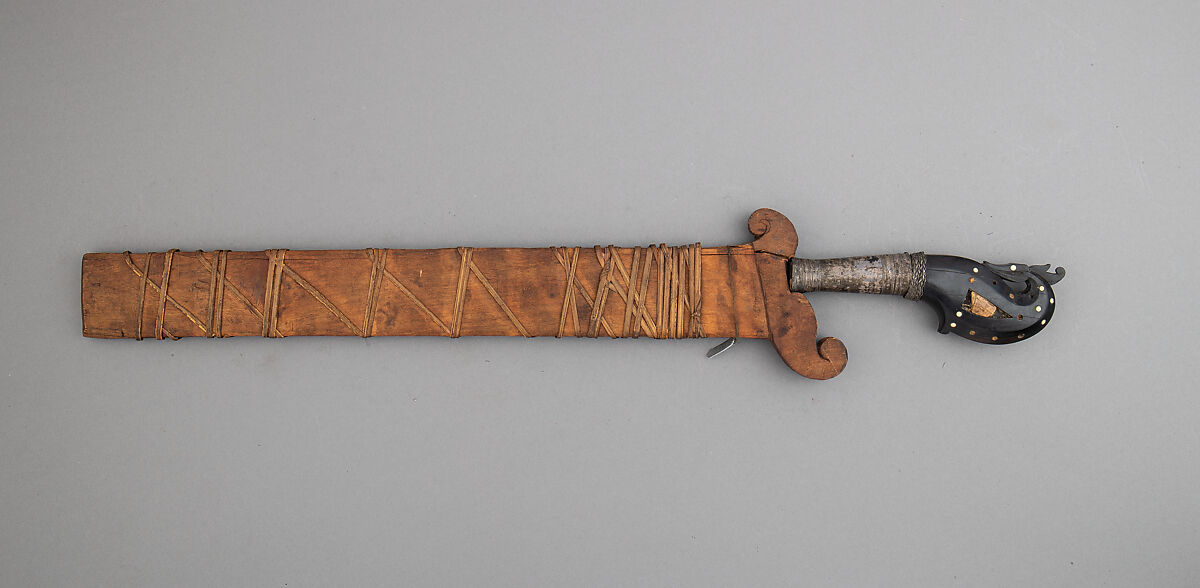 Sword (Klewang) with Scabbard, SIlver, bone, Malayan
