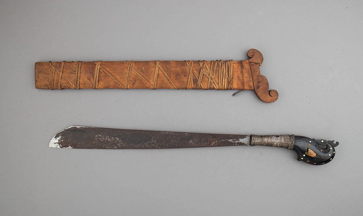 Sword (Klewang) with Scabbard, SIlver, bone, Malayan