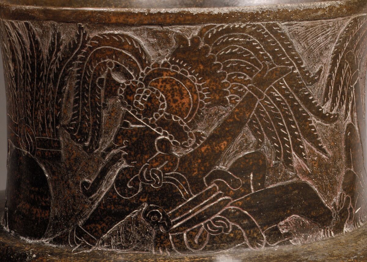 Yoke-form vessel, Maya artist(s), Ceramic, red pigment (possibly cinnabar), Maya