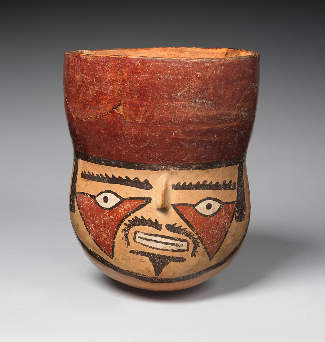 Head jar, Nasca artist(s), Ceramic, slip, Nasca 