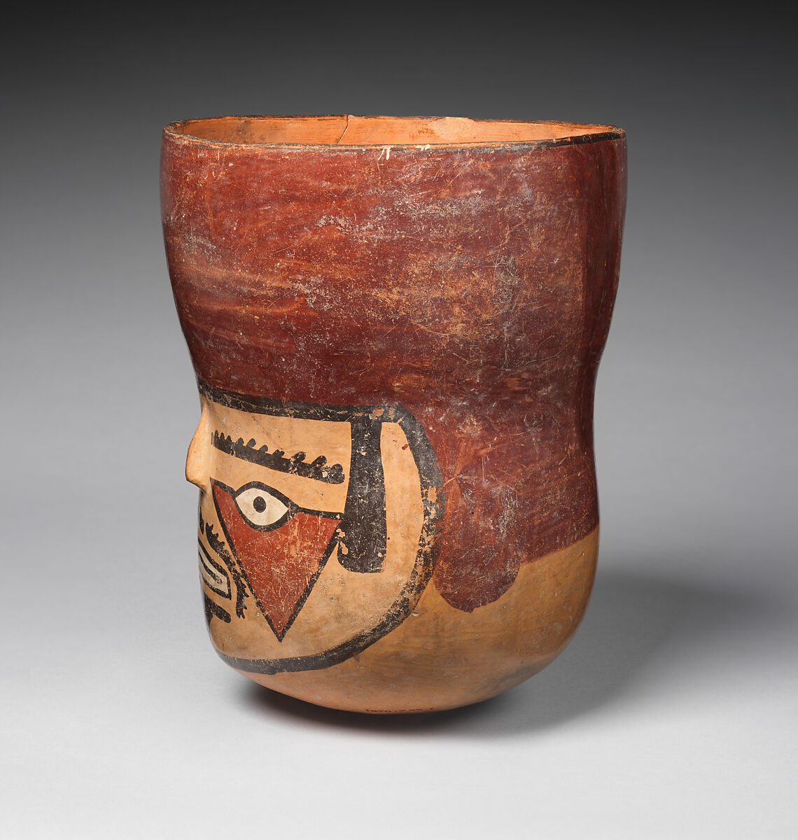 Head jar, Nasca artist(s), Ceramic, slip, Nasca