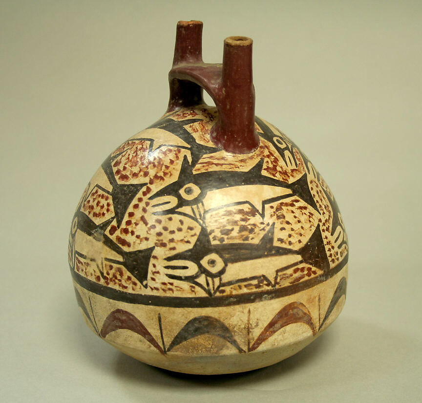 Bottle, Fish, Ceramic, pigment, Nasca