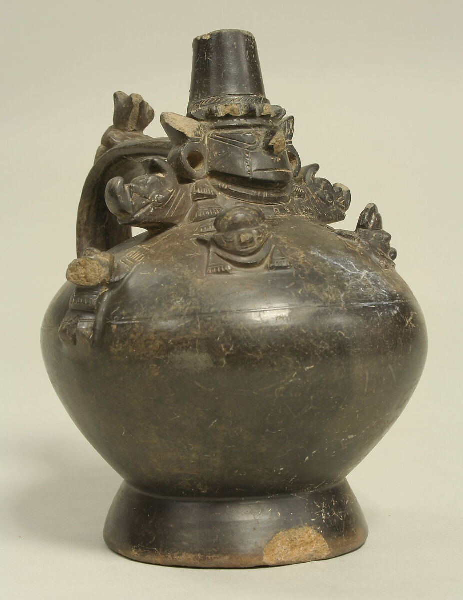 Bottle with Figures, Ceramic, Lambayeque (Sicán) 