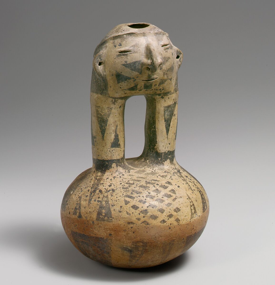 Face Neck Bottle, Ceramic, Quimbaya 