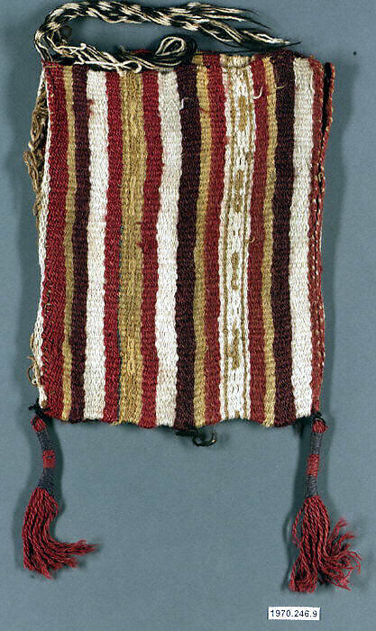 Bag with Tassels, Camelid hair, cotton, Peruvian 
