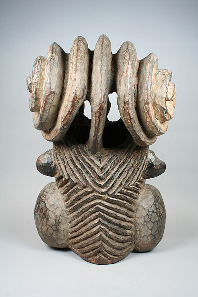 Helmet Mask: Snakes, Wood, kaolin, Bamileke peoples