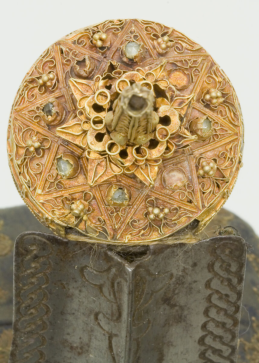 Sword, Steel, gold, jewels, textile, hilt, Sumatran, Achen; blade, British