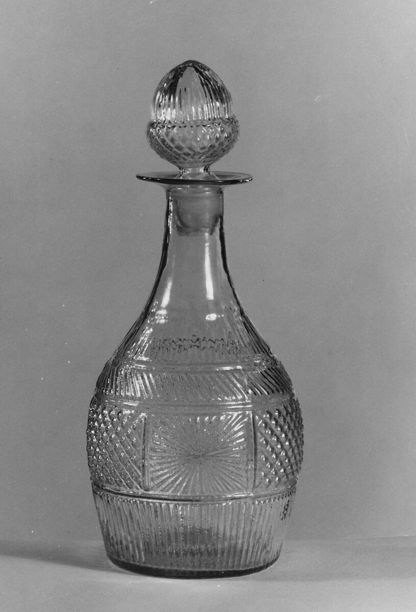 Decanter, Possibly Boston &amp; Sandwich Glass Company (American, 1825–1888, Sandwich, Massachusetts), Blown molded lead glass, American 