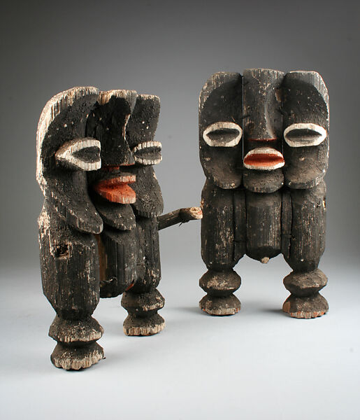 Pair of Male and Female Figures (Kike), Pith, pigment, plant fiber, Mambila peoples, Mbamnga group 