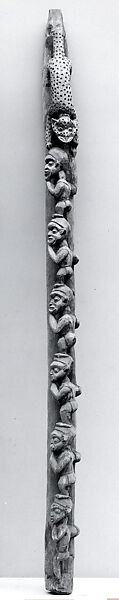Architectural Element: Male Figures and Leopard, Wood, pigment, Babanki 