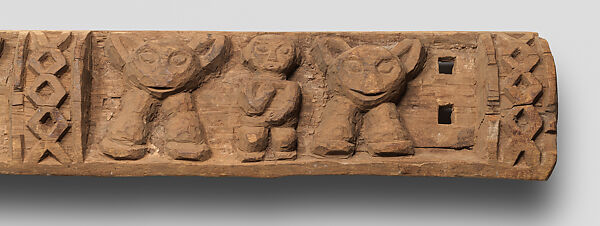 Palace lintel with leopards, Grassfields artist, Wood, pigment, Babanki